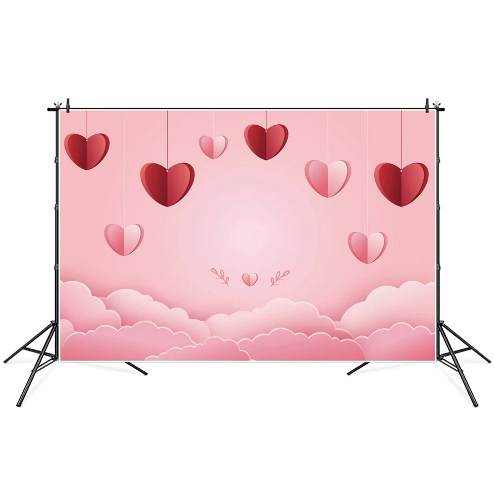 

Valentine's Day Photography Backgrounds Love Heart Clouds Banner Poster Custom Party Decoration Photocall Photo Booth Backdrop