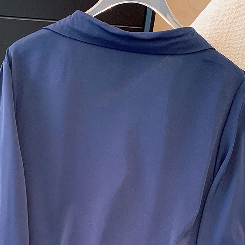 Женское весенне-осеннее повседневное свободное платье средней длины с v-образным