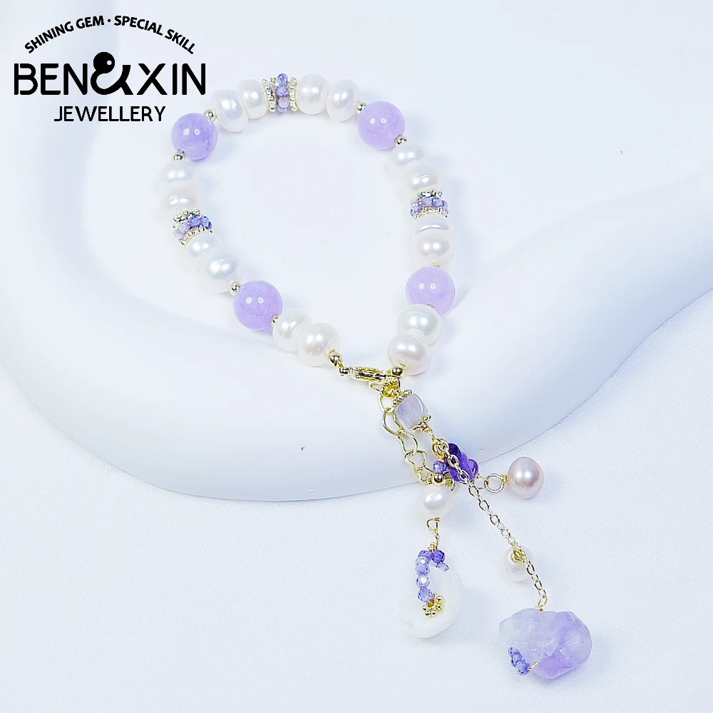 

Многоэлементный фиолетовый циркон, кристалл, женский браслет, ракушка, цветок, жемчуг, украшения, аксессуары, милая девушка, ювелирные изделия, подарок