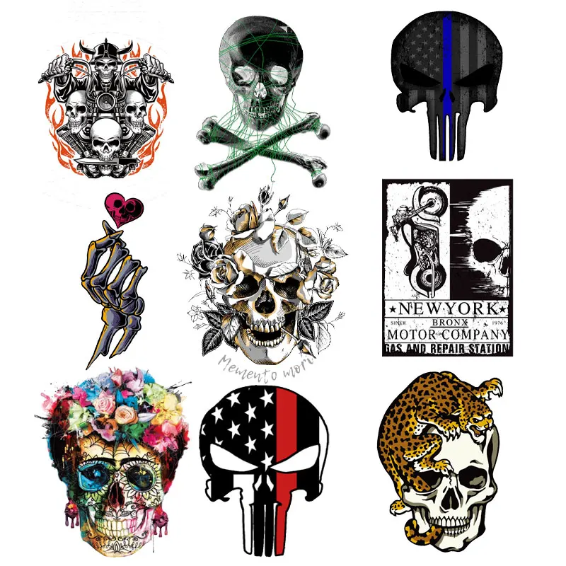 

Iron on Transfers for Clothing Skull Patch Thermo-adhesive Letters for Clothes Grim Reaper Stickers for Clothes Custom Patch