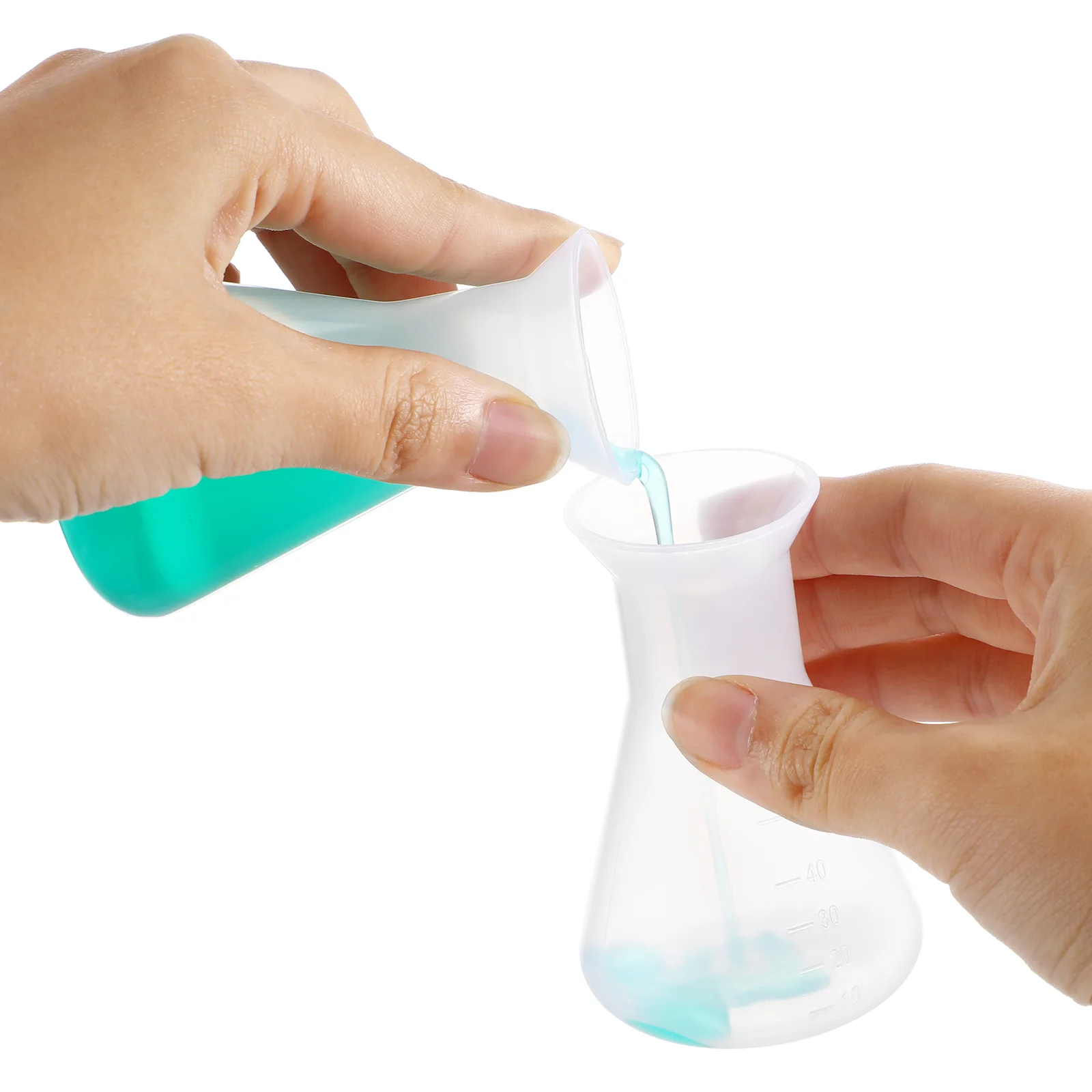 

5 шт., пластиковая колба Эрленмейера, лабораторная конусная мерная градуированная цилиндрическая бутылка, прозрачная коническая колба