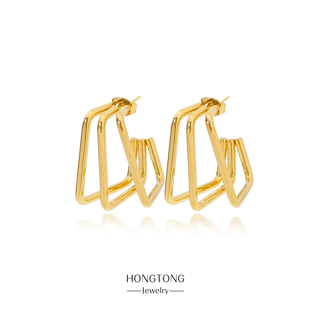Модные висячие серьги из нержавеющей стали Hongtong для женщин 18-каратное