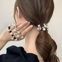 new women elegant pearls rhinestone scrunchie ponytail hold hair bands headband hair tie rubber bands fashion hair accessories