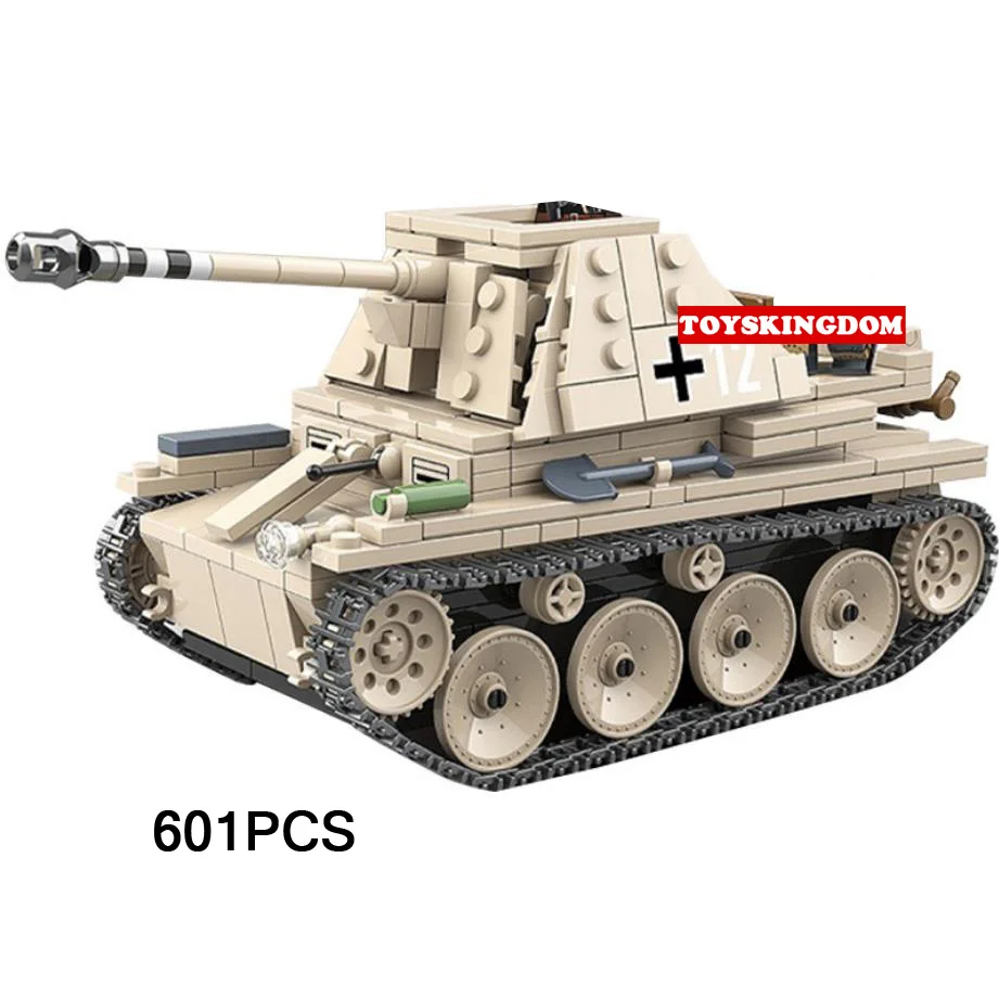 

WW2 Military Vehicle Bricks PzKpfw 38(t) Ausf M Marder III Tank Batisbricks Build Block World War Germany Army Force Figure Toy