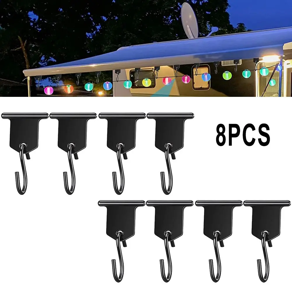 

8PCS S-shaped Camping Awning Hooks Clips RV Tent Hangers Light Hangers Party Light Hangers For Caravan Camper Van Accessories