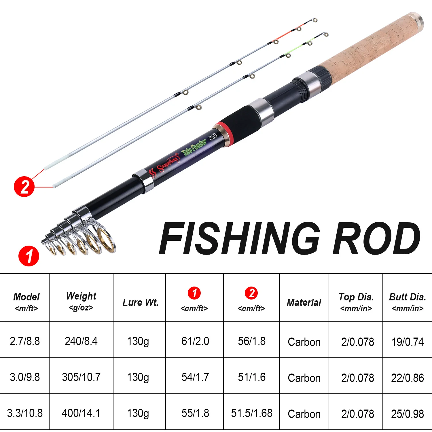 Сougayilang Новые удилища Feeder для рыбалки 2,7 м 3,0 м 3,3 м 3,6 м из углеродного волокна с портативной телескопической конструкцией и карповой оснасткой.