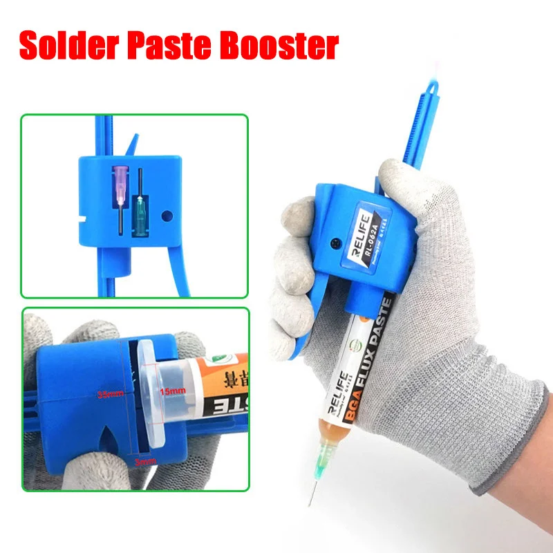 Solder paste extruder Needle Booster 10CC Solder Oil Support Glue Manual Glue Gun Push Rod Soldering Accessories