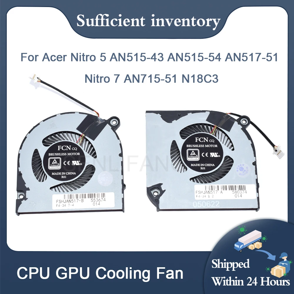 

Notebook PC Fans Radiator Cooler GPU CPU Cooling Fan For Acer Nitro 5 AN515-43 AN515-54 AN517-51 Nitro7 AN715-51 N18C3 New