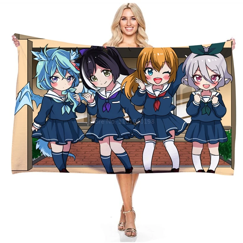 

Princess Connect Cartoon Game Print Beach Towel Bath Towel for Kids Boys Girls Adult Soft Microfiber Towels Bathroom Accessories