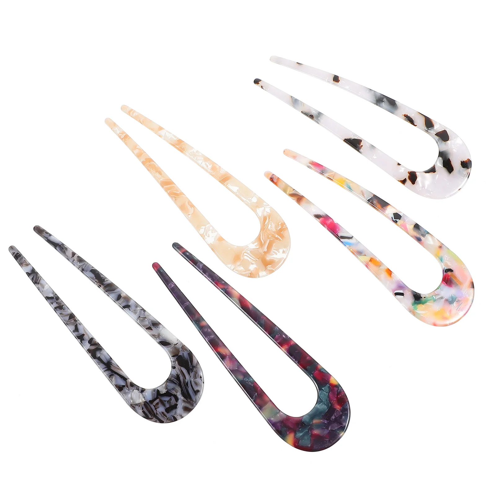 

5pcs U-shaped Printing Hairpins Vintage Hairstyling Tools Hair Forks for Lady