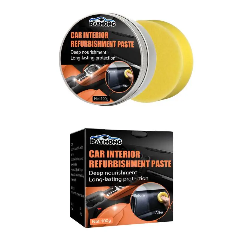 

Leather Conditioner Interior Car Cleaner With Application Sponge Interior Cleaner With Sponge For Removing Dirt Oil Stains From