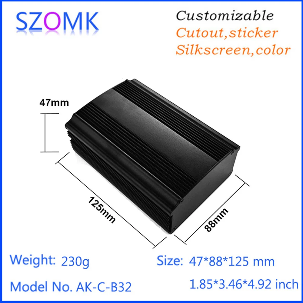 Черный алюминиевый корпус усилителя, 1 шт., 47*88*125 мм, jucntion box electronic project box, алюминиевый корпус
