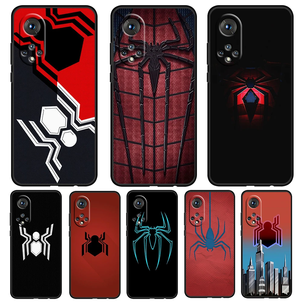 

Marvel Spider-Man Avengers Black Phone Case For Honor 70 60 SE 50 X8 X7 X30 X20 20 10 10X 10i 9C 9A 9X 8A 8X Pro Lite Soft Cover