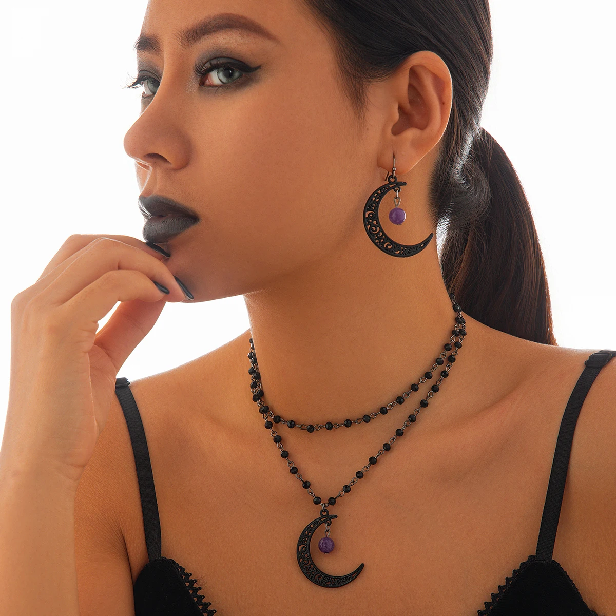 3 шт./комплект женские серьги-подвески в виде черной Луны