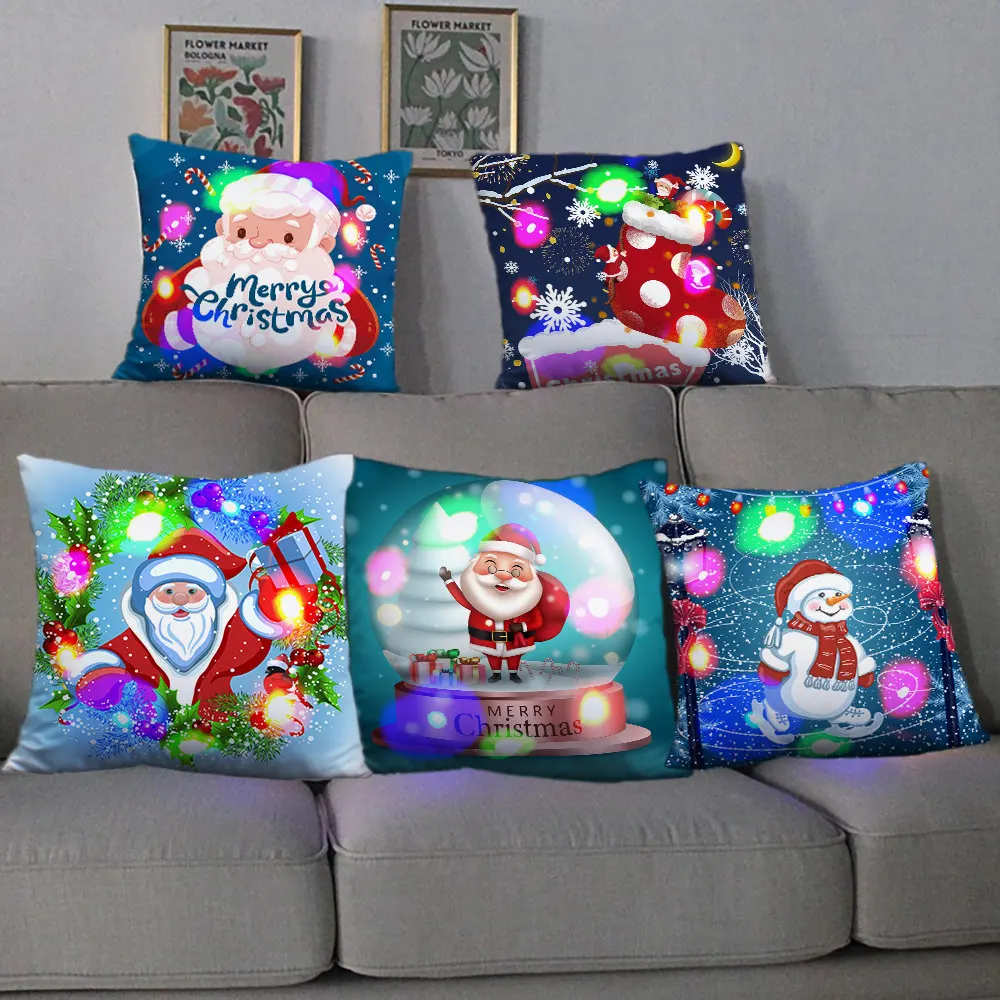 

Bedroom Living Room Home Cushion Cover Merry Christmas Home Decorations Christmas LED Lights Decoration