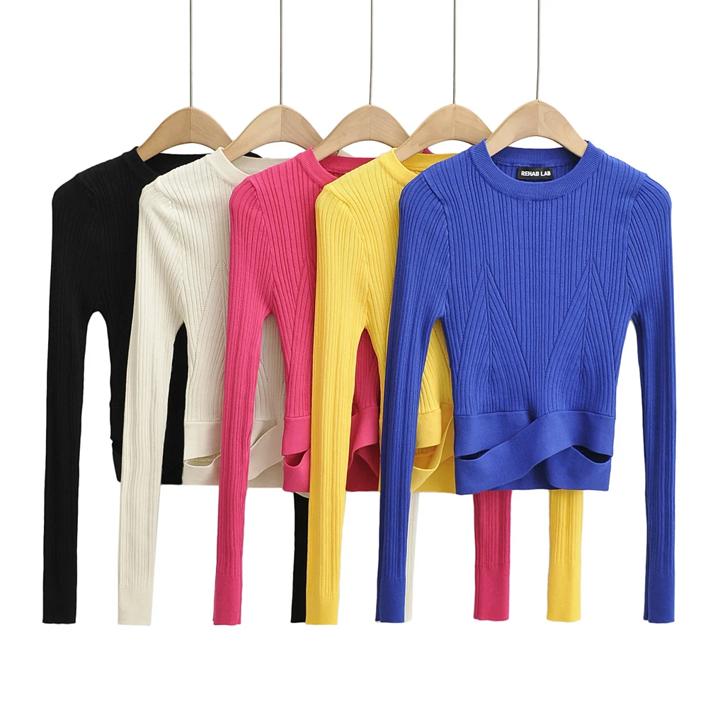 

Свитер женский весенний с круглым вырезом, уличная одежда в стиле ретро, однотонный Свободный пуловер с длинным рукавом и стерео текстурой, ...