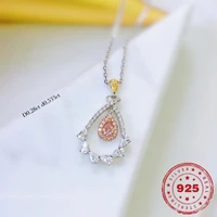 hoyon argyle pink diamond style drop pear shape pendant necklace ful treasure jewelry s925 silver jewelry