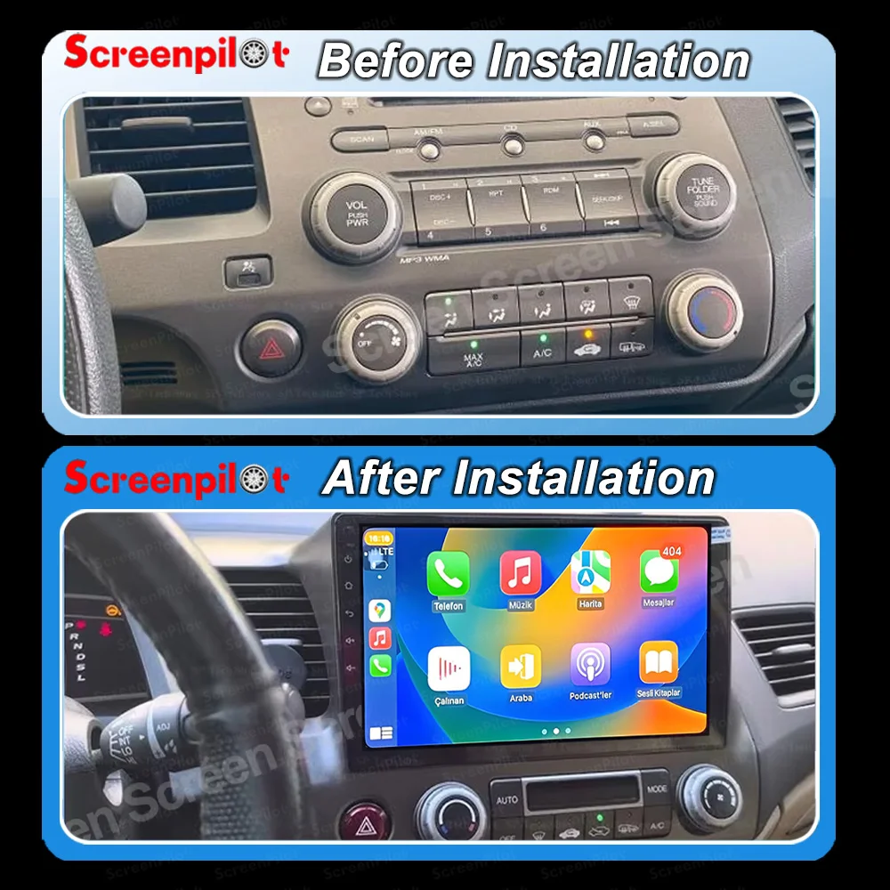 Фото Android 15 для Honda Civic 8 2005-2012 Автомобильный радиоприемник Мультимедийный видеоплеер GPS-навигация Стерео Экран головное устройство Сенсорный экран №2