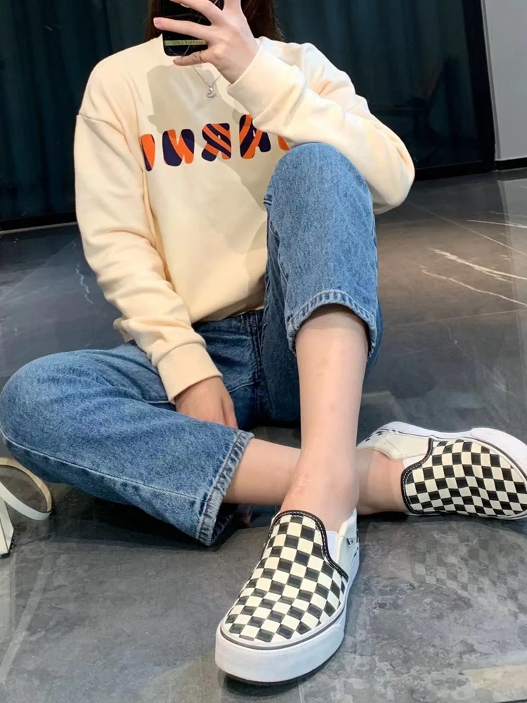 

Women Hoodies mar* Vintage Letter Print Crew Neck Loose Sweatshirts 100% Cotton