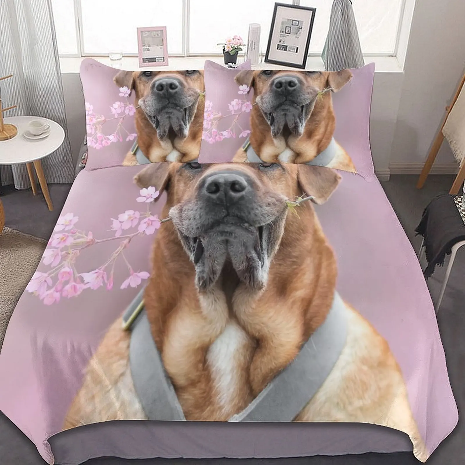 

3-Piece Bedding Set (1 Duvet Cover + 2 Pillow Shams) Animal Dog Style 86"x70",79"x90",90"x90"