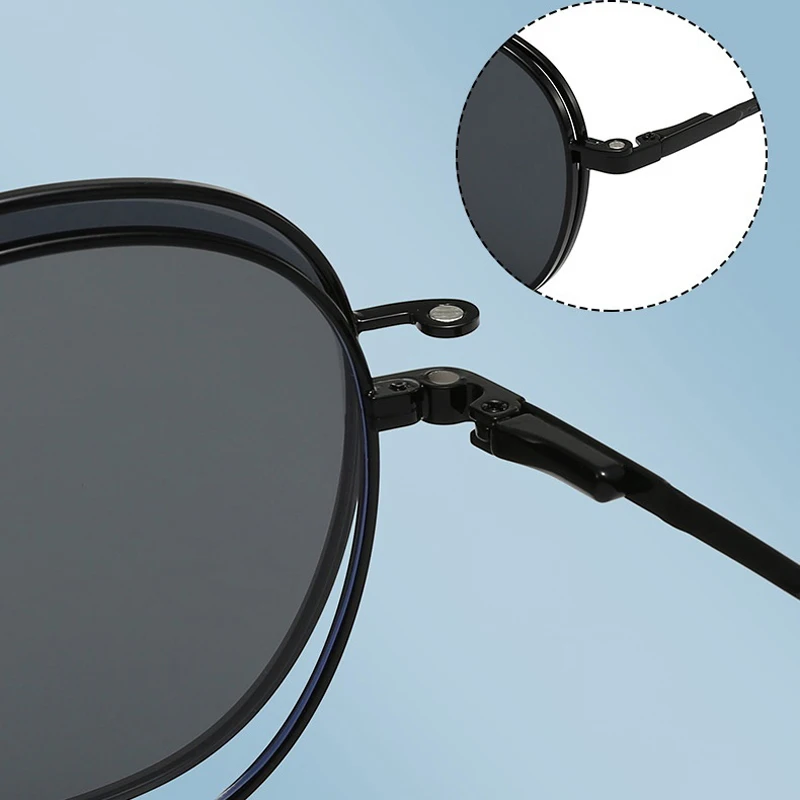 VCKA 3 IN1 Big Frame Myopia Round Sunglasses 2025 NEW Men Women Magnetic Clip Prescription Polarized Optics Glasses -0.50 to -10