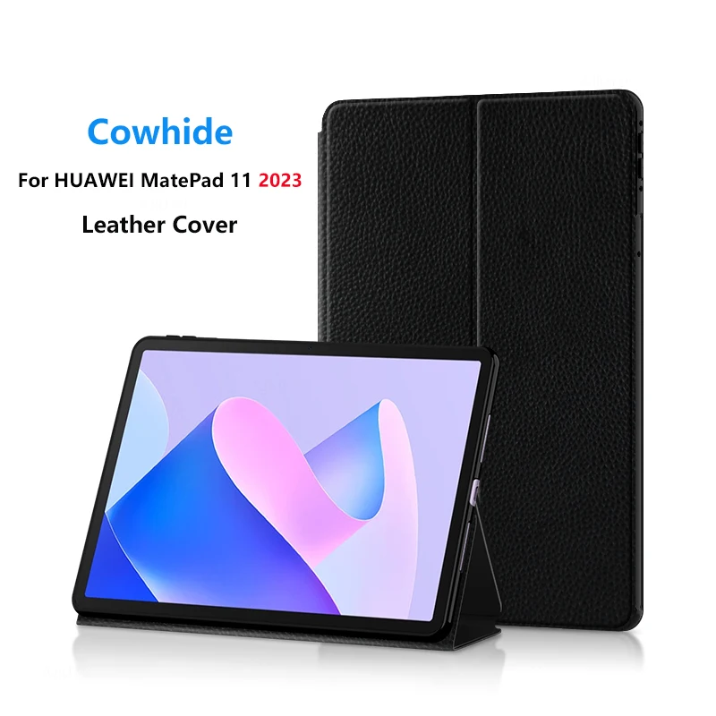 

HUWEI Cowhide Case For HUAWEI MatePad 11 2023 DBR-W00 W10 11 Inch Tablet Protective Cover Case Genuine Flip Leather Cover Cases