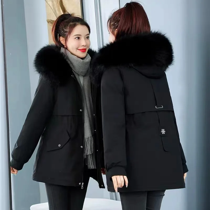 Removable Fur Collar Pie Overcome Women's 2022 Winter New Korean Loose Down Padded Jacket Fleece Inner Liner Padded Jacket