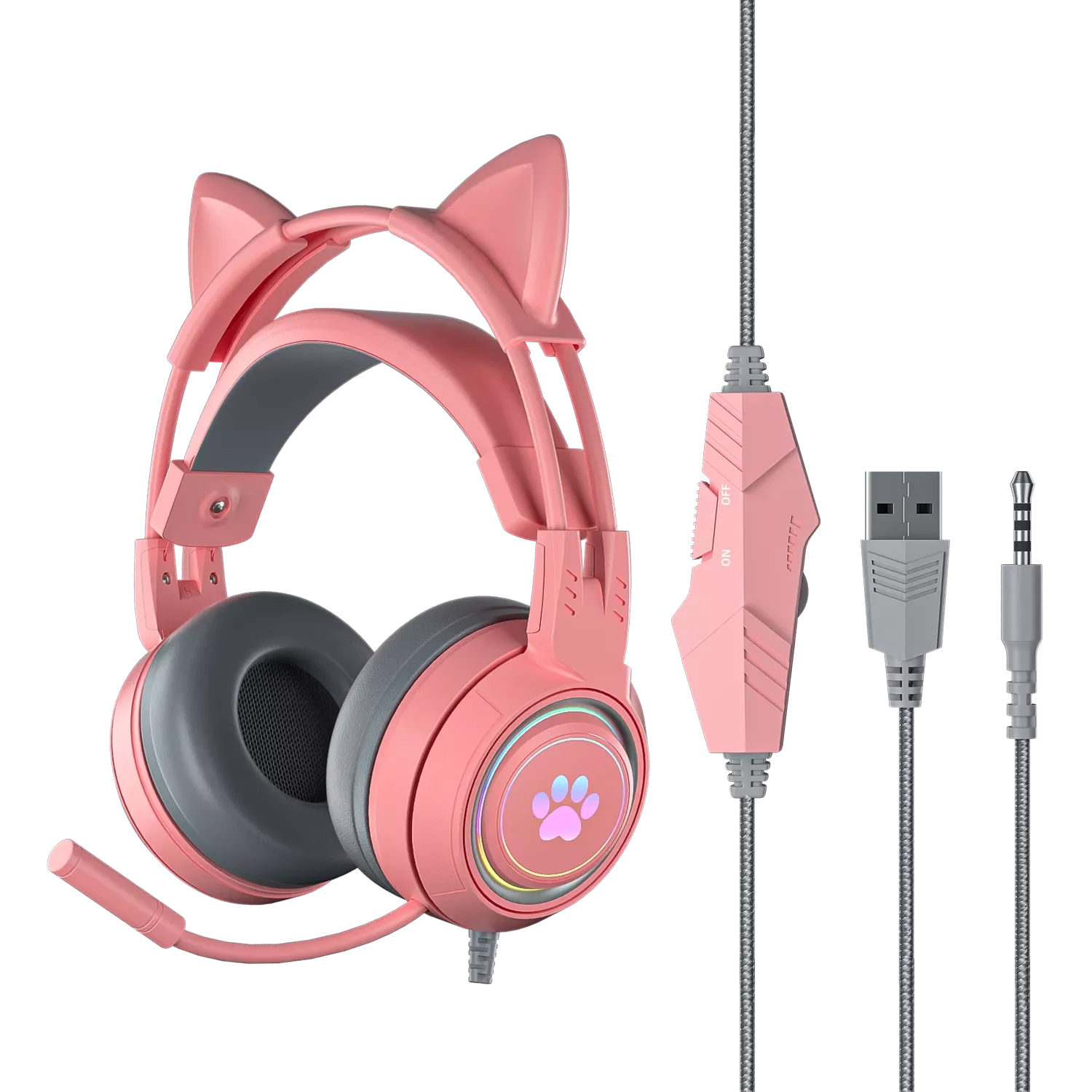 

Cat Ear Gaming Headphones For PC Computer Gaming Headsets With Microphone Noise Cancell Wired USB 3.5mm Plug For PS4/Xbox One