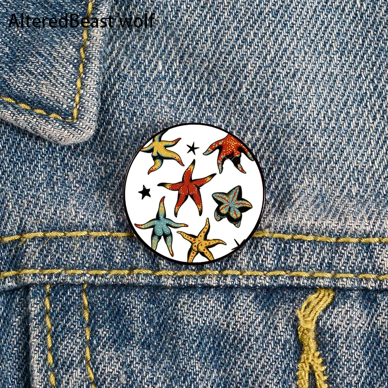 

Starfish booty tattoo flash Pin Custom Funny Brooches Shirt Lapel Bag Cute Badge Cartoon Jewelry Gift for Lover Girl Friends