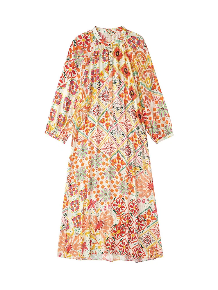 

Летнее свободное женское платье TFMLN 2022, элегантное вечернее платье с принтом и круглым вырезом, женское повседневное тонкое уличное платье ...