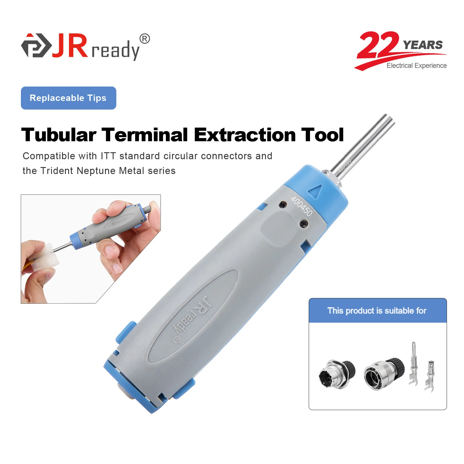 Фото Инструмент для извлечения штыревых разъемов JRready JRconDRK-T400450, круглой формы, подходит для круглых разъемов стандарта ITT. №2