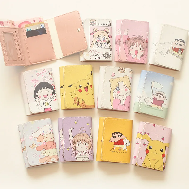 

Kawaii Pokemon Anime Sanrioed Wallet Hello Kt Cinnamoroll Cute Cartoon Large Capacity Card Slots Purse Bag Waterproof Decoration