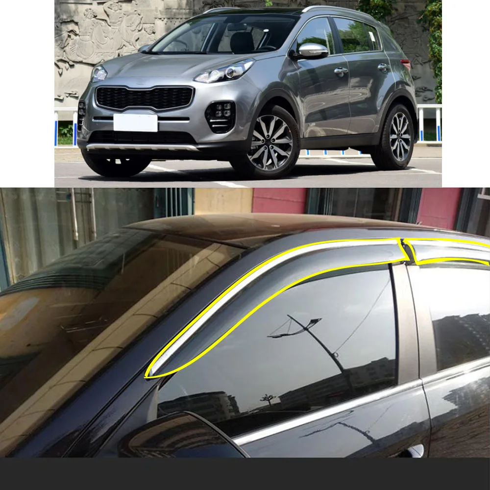 

Car Body Styling Sticker Plastic Window Glass Wind Visor Rain/Sun Guard Vent For KIA Sportage KX5 2016 2017 2018 2019 2020 2021