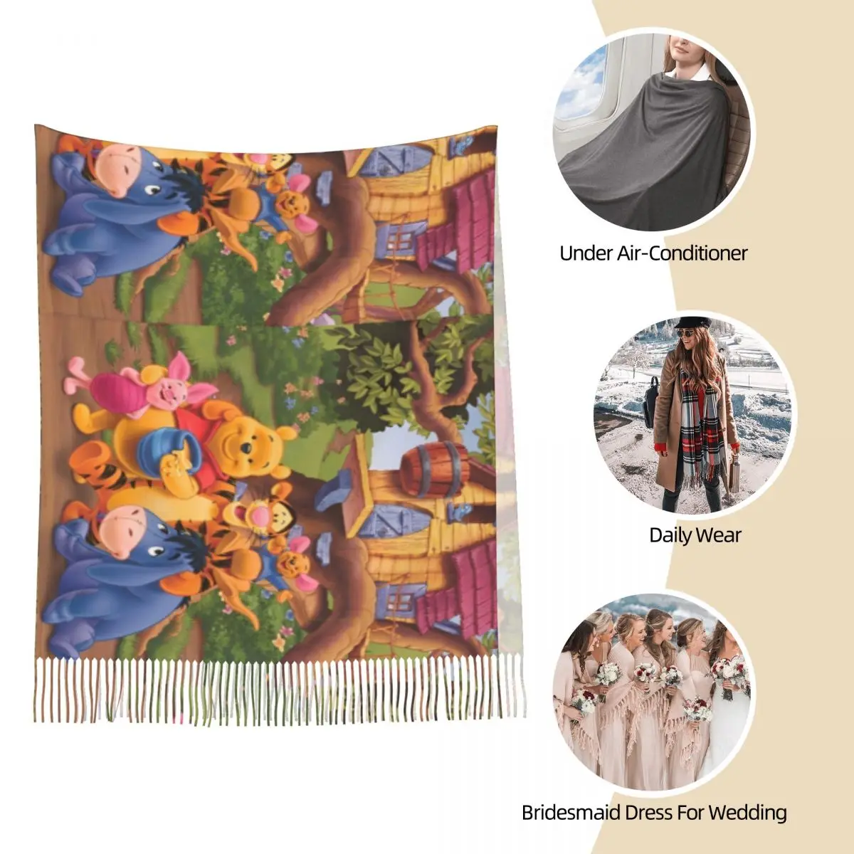 Милый Винни-Пух медведь живая шаль накидка для женщин зимний большой мягкий шарф