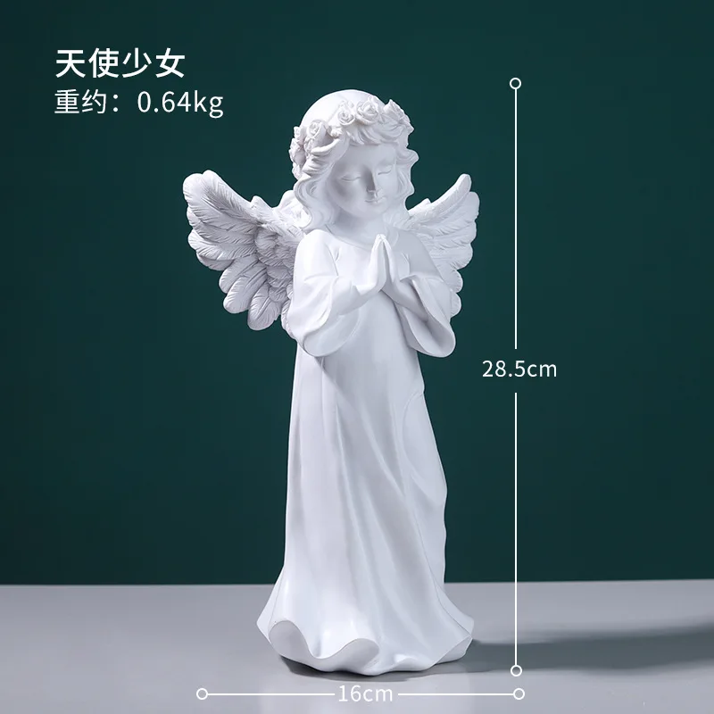 

28cm Nordic Style Angel Sculpture Resin Ornament Decoration Creative Home Decoration Bedroom Study Desktop Crafts Statue Supplie