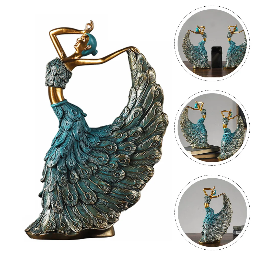 

Peacock Dancer Ornament Cake Ornament Peacock Dancer Figurine European Style Beauty Sculpture Resin Dancer Girl Figurines Woman