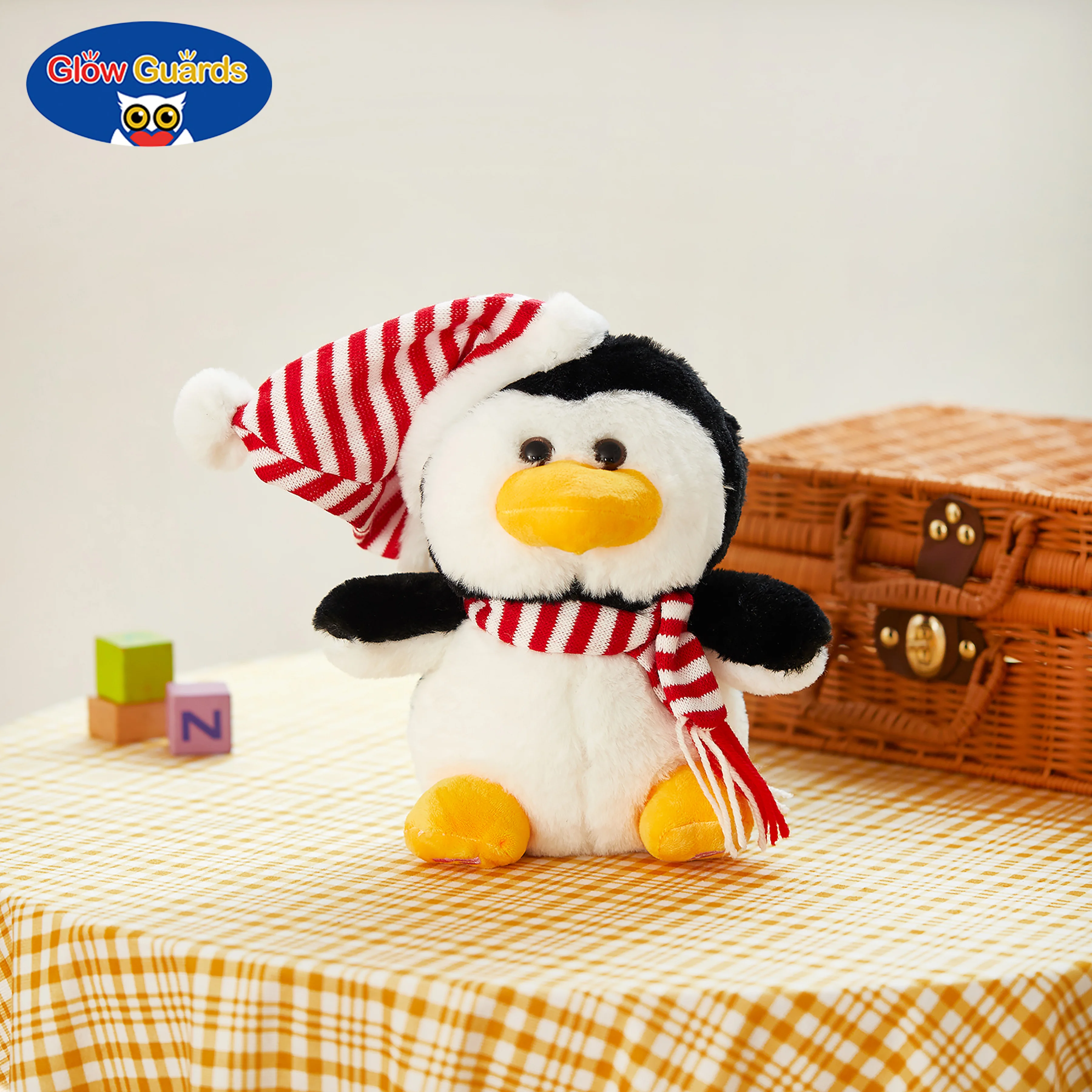 

Glow Guards Led Luminous Music Toys Cute Bib Penguin Plush Throw Pillow for Children's Night Light Up Toddler Birthday Gift