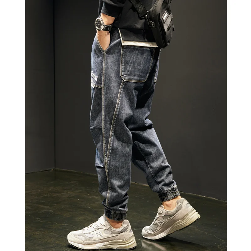 Men Clothing Autumn New Straight Loose Cylinder Jeans Vintage  Elastic Force Comfortable Bluish Grey Large Harun Trousers Female