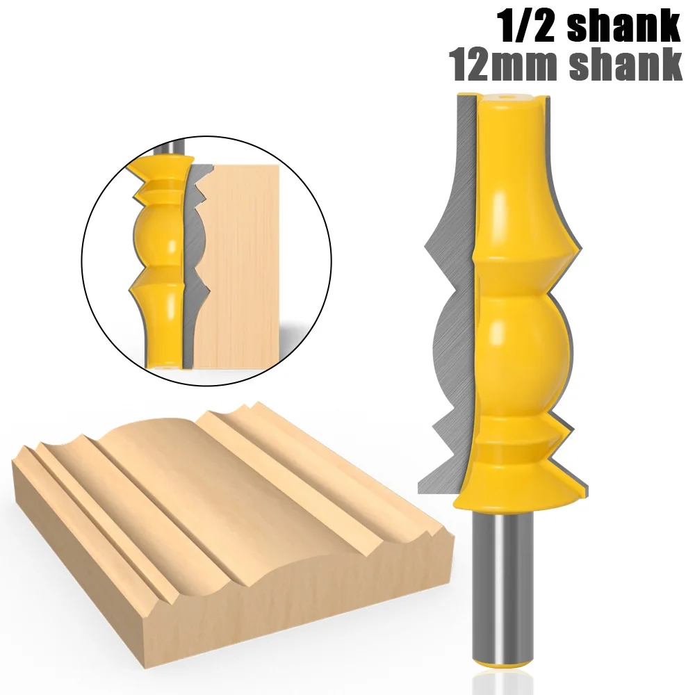 

2pc 1/2" Shank 12mm shank Large Reversible Crown Molding 2 Bit Router Bit Set Line knife Tenon Cutter for Woodworking Tools