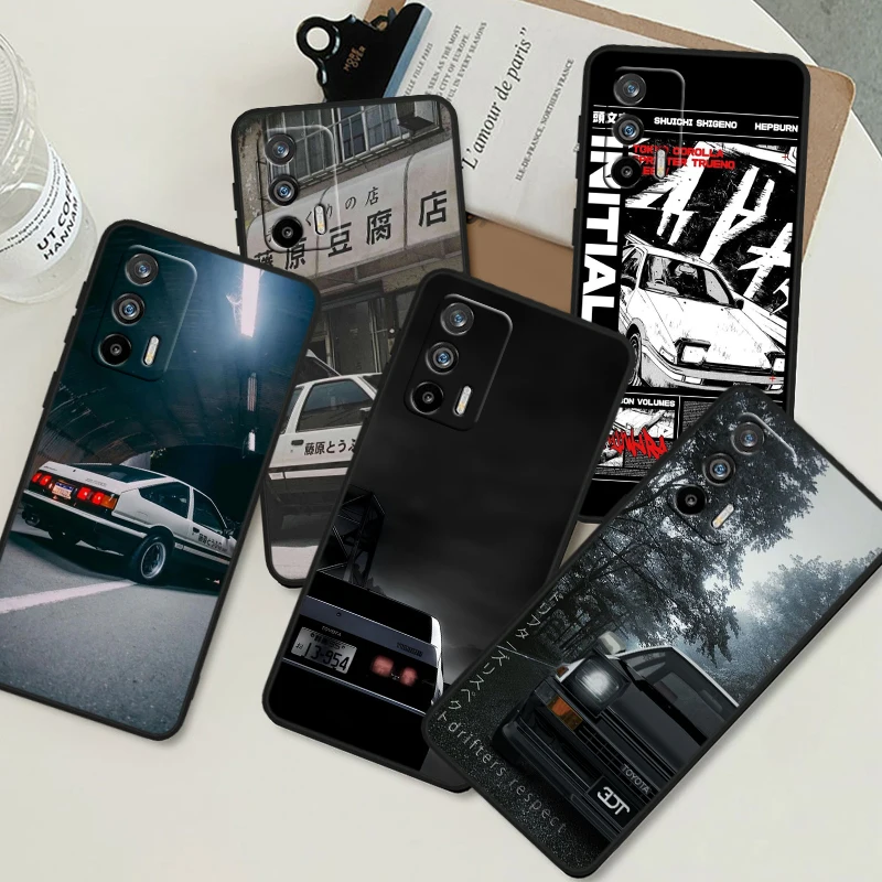 Магазин тофу Initial-D F-ujiwara для OPPO Realme GT Neo 10 9i 8i 7i 6s 5 Narzo 50i 50A 240W Pro Plus Черная мягкая