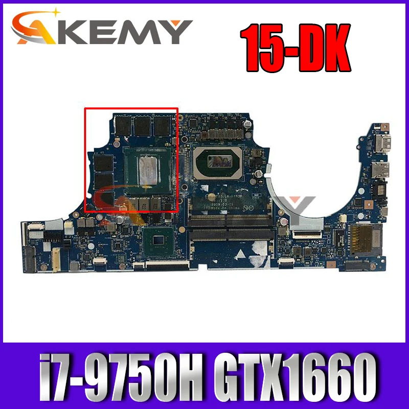

Материнская плата Akemy для ноутбука HP 15-DK, SRFCP i7-9750H, центральный процессор стандарта GTX1660 со стандартом 100%, хорошо работает