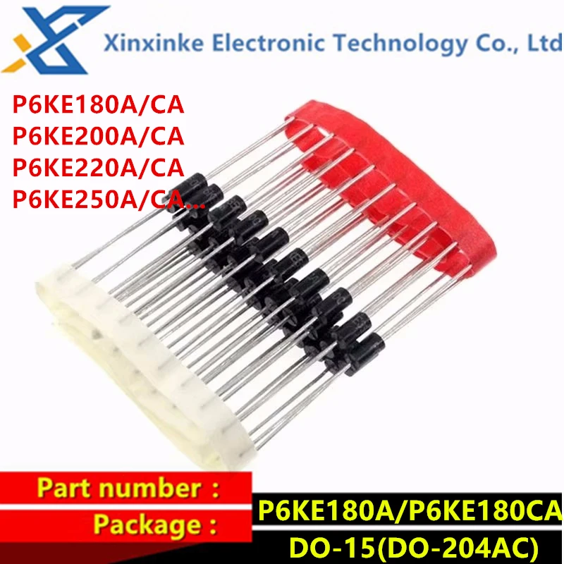 Трубчатый переходный диод TVS P6KE 100A 110 120 130 170 A 160A 180 350 400 440 480 P6KE540CA P6KE180A/200A/220A/250A/300A/CA, 10 шт.