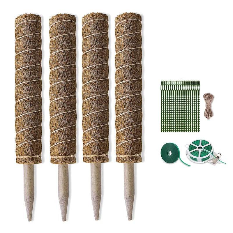 

4 Pack Moss Poles For Climbing Plants, Coir Totem Pole,Moss Sticks For Indoor Plant Support,Potted Plants Grow Upwards
