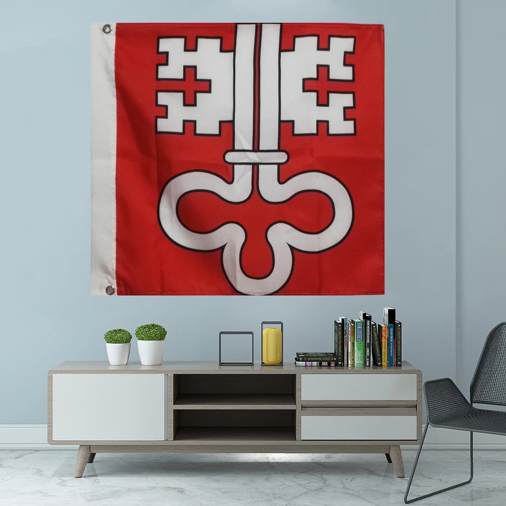 Флаг кантона нидвальден, графический напечатанный на заказ подвесной баннер, украшение, спортивный полиэстер, крышка вала, втулки 3x3 фута 90x90 см Флаг кантона нидвальден, графический напечатанный на заказ подвесной баннер, украшение, спортивный полиэстер, крышка вала, втулки 3x3 фута 90x90 см