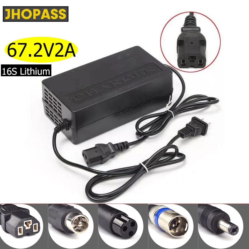 

67.2V 2A Lithium Battery electric bike Charger For 16S 59.2V Li-ion battery pack e-bike Charger high quality Plug EU/US/UK/AU