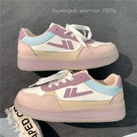 qweek sneakers womens platform kawaii pink purple blue korean sports shoes 2022 new casual canvas casual vulcanize flat lolita