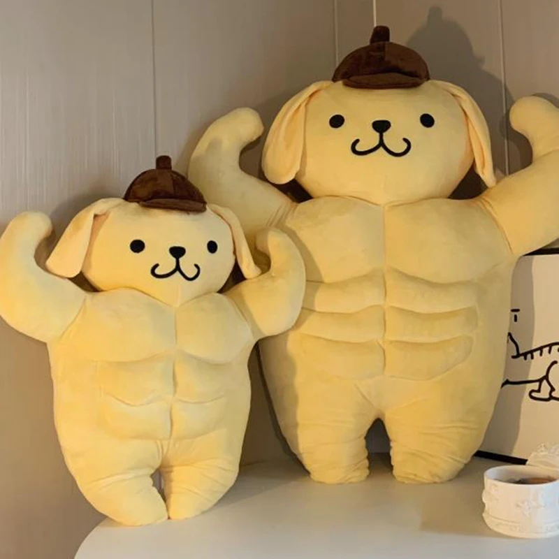 

Kawaii Sanrio Pom Pom Purin Plush Toy Anime Funny Originality Chest Muscle Abdominal Muscle Large Cute Pillow Doll Girl New Gift