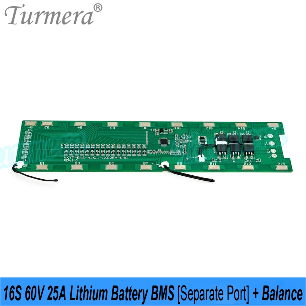 Фото Turmera 16S 60V 25A литиевая батарея BMS с отдельным портом и балансовой сварочной платой для 18650 21700 Diy E-Scooter E-Bike Batteries №2