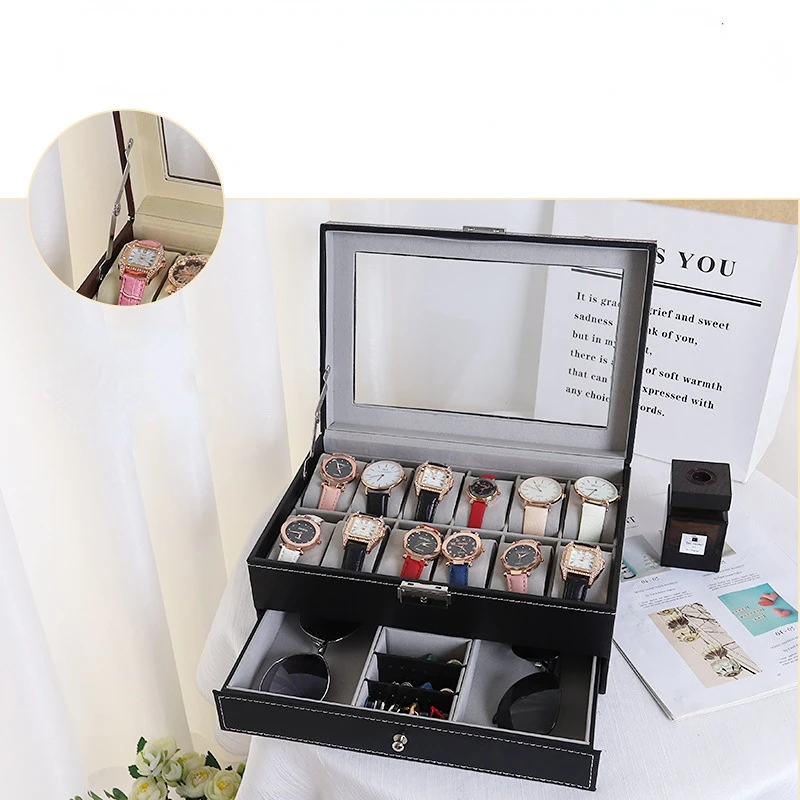 Exquisite Hot Selling Double-layer Watch Jewelry Box High-capacity Watch Glasses Storage Box Sunglasses Display Box Jewelry Box