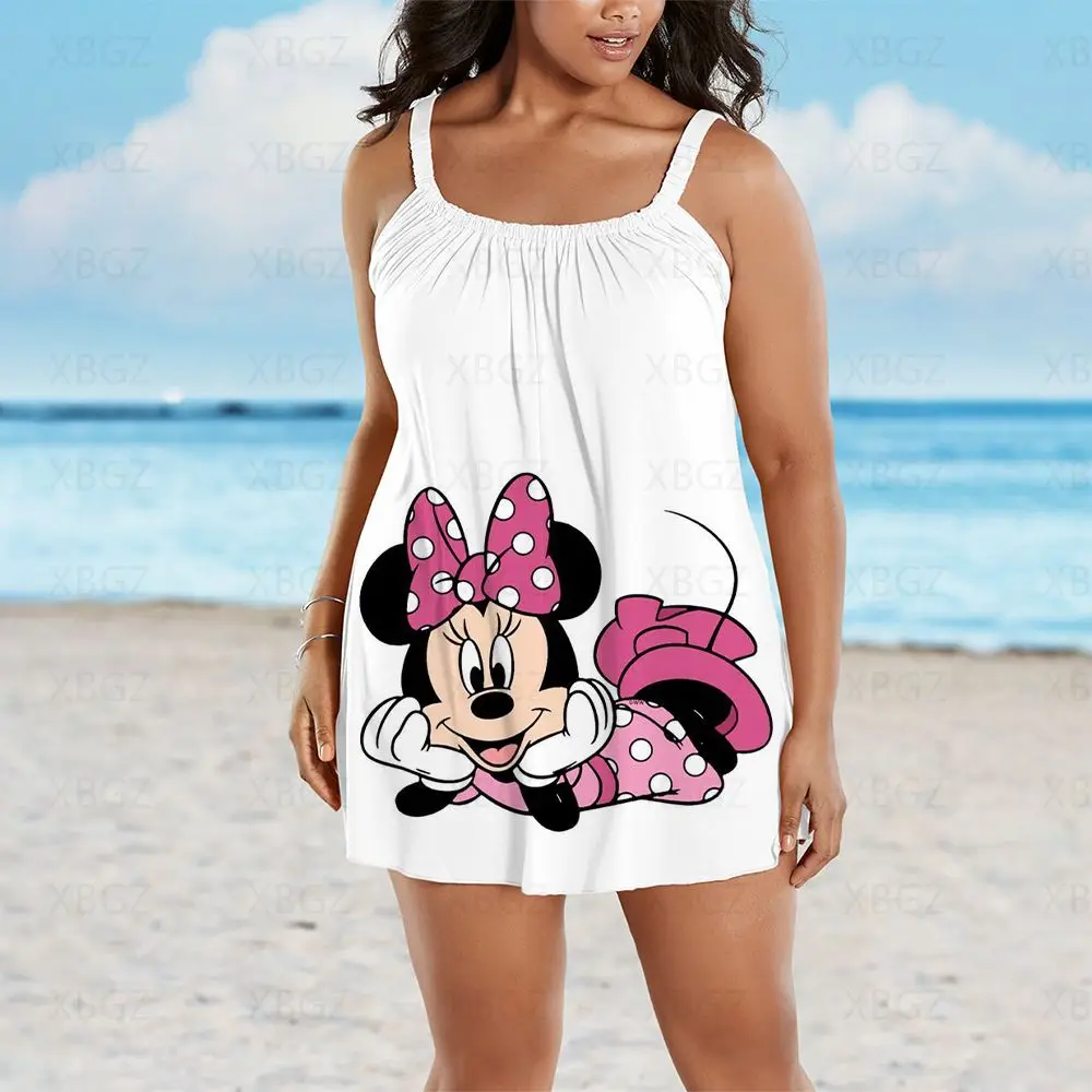 

Plus Size Summer Outfits Loose Dresses Woman 2022 Beach Dress Disney Women's Free Shipping Mickey Minnie Mouse Boho Sleeveless